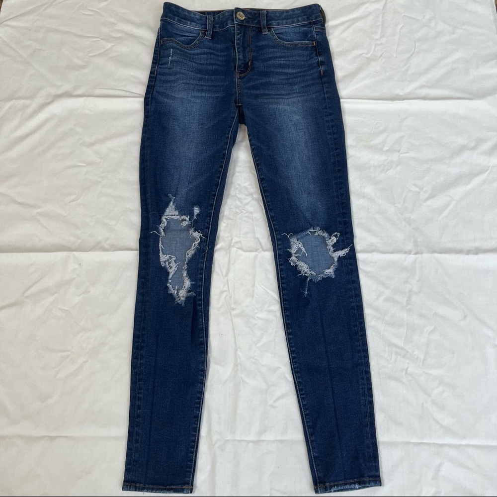 American Eagle Outfitters Distressed 360* Next Level Stretch Hi-Rise Jeggings 4L